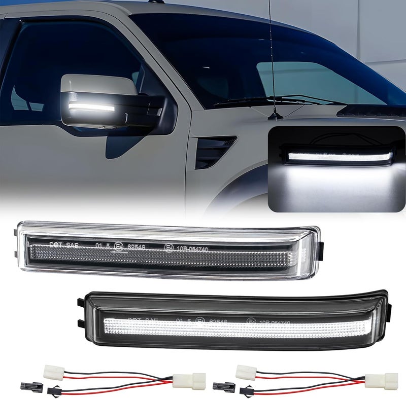 Aexploer Side View Mirror Turn Signal Lights Clear LED Assembly F150 2009 2010 2011 2012 2013 2014/for Mark LT 2013 2014 for Raptor 2010-2014 Blink Turn Marker Lamp (A,Clear Lens White Light) - Image 1